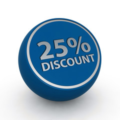 Discount 25 circular icon on white background
