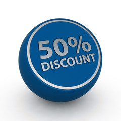 Discount 50 circular icon on white background