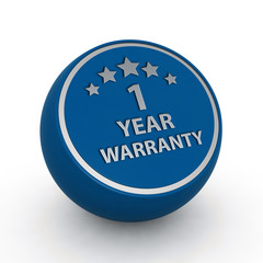 One year warranty circular icon on white background