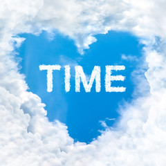 Fototapeta premium time word inside love cloud blue sky only