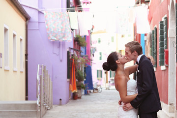 Beautiful couple on the streets of Venice
