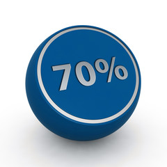 Seventy percent circular icon on white background
