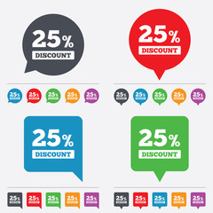 25 percent discount sign icon. Sale symbol.