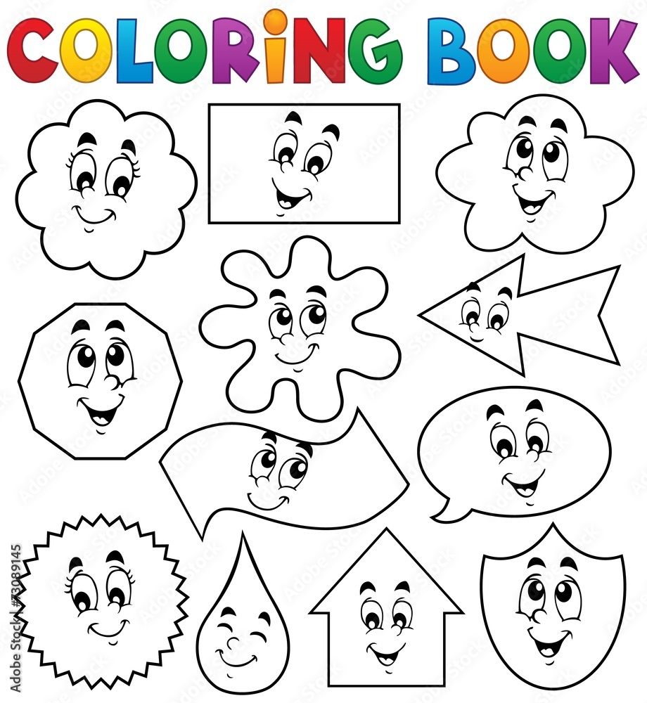 Wall mural coloring book various shapes 2