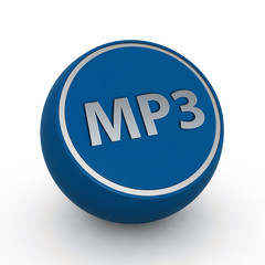 MP3 circular icon on white background
