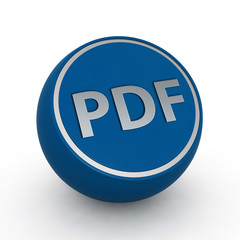 Pdf circular icon on white background