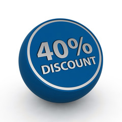 Discount forty percent circular icon on white background