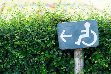 Accessible way sign for disabled people.