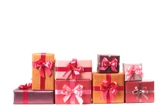 Boxes with gifts isolated on white background