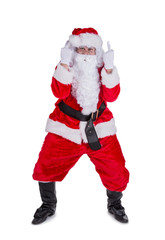 Santa Claus with upraise middlefingers.