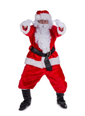 Santa Claus with upraise middlefingers.