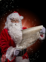 Photo of Santa Claus with eyeglasses.