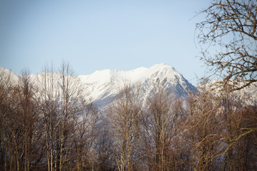 Remote mountains covered with snow