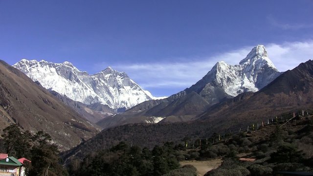 Tengboche monastery. Ama Dablam and Lhotse wall. Nepal.