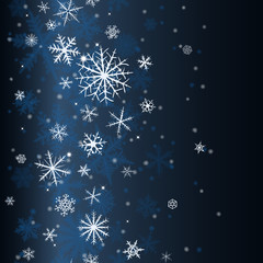 Fototapeta na wymiar Seamless pattern from snowflakes on dark blue background.