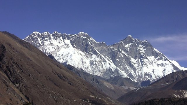 View of Lhotse wall in Himalayas. Nepal.