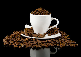 cup of coffee with grains