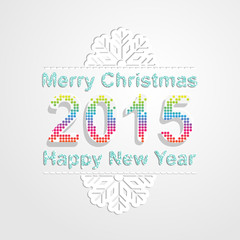 Merry Christmas and happy new year 2015.Snowflake pattern font