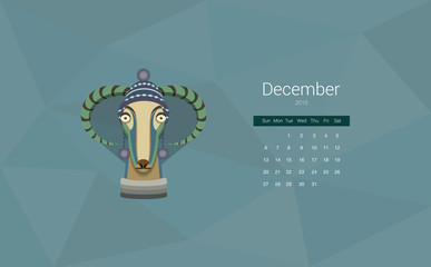Calendar for 2015, the month of December, the year of the goat.