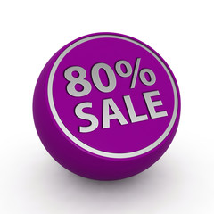 Sale eighty percent circular icon on white background