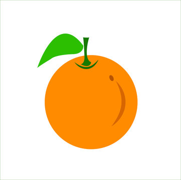 Orange fruit with leaf .
