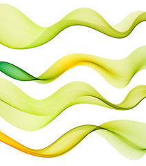 Set of green transparent smoke wave