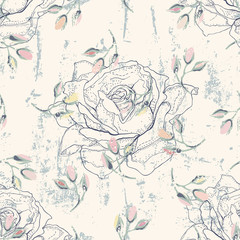 grungy floral seamless pattern - 73097307
