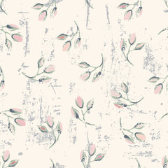 grungy floral seamless pattern