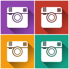 Set of hipster photo camera icon. Flat design