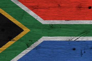 South Africa national flag painted old oak wood