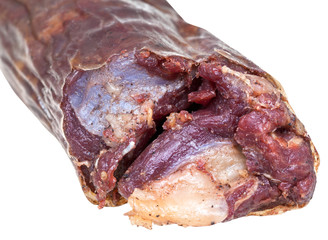 horse meat sausage kazy close up isolated