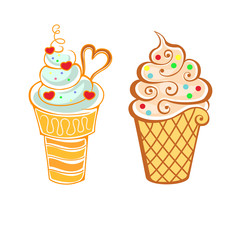 Ice cream in cartoon style
