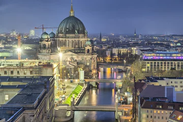 Deurstickers Berlin Cathedral and three bridges across the Spree River © bbsferrari