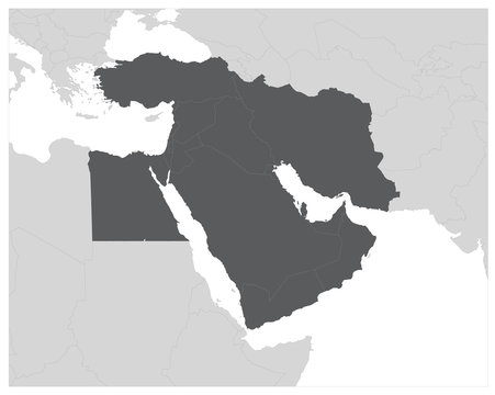 Middle East  Map - Gray EPS8