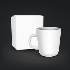 blank white cup and package
