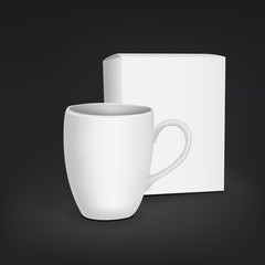 blank white cup and package
