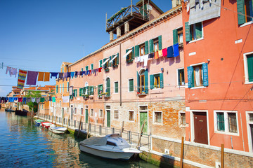 Fototapeta na wymiar Colorful street in Venice, Italy