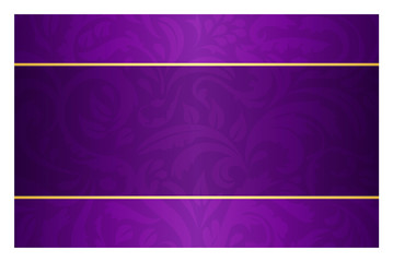 Purple card with vintage pattern and golden label