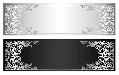 Silver and black voucher with victorian pattern