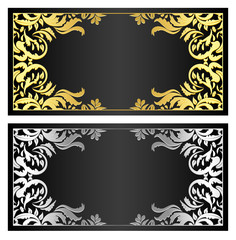 Black gift coupon with gold and silver ornament