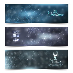 Naklejka na ściany i meble Set of colorful abstract Christmas, New Year banners