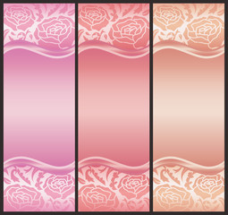 Vertical voucher with rose decoration in pink tones