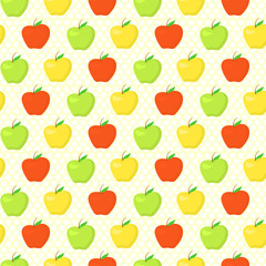Colorful pattern with green, yellow and red apples