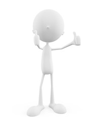 3d White character of thumb pose