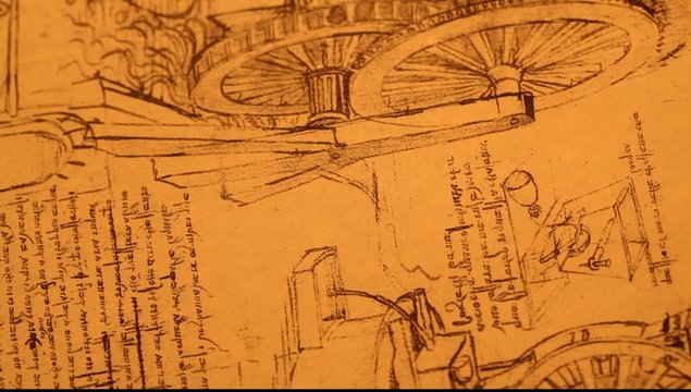 14th Century Leonardo da Vinci engineering drawing 