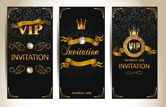 Set of VIP elegant invitation cards