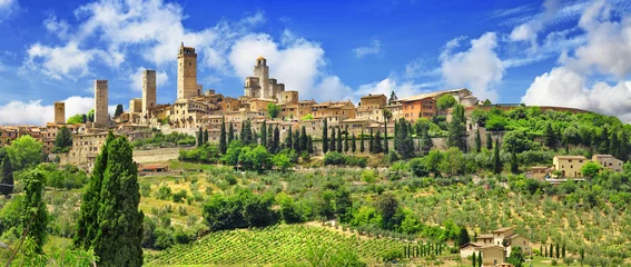 Fototapeten Panorama des schönen San Gimignano, Toskana. Italien © Freesurf