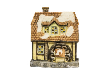 Ceramic toy house isolated