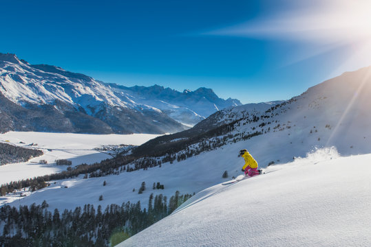 girl in off-piste skiing