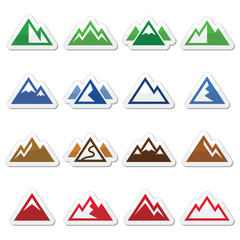 Mountain vector icons set